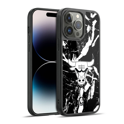 NBA Chicago Bulls Black Marble Gel Armour Case For Apple iPhone 14 Pro Max