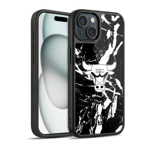 NBA Chicago Bulls Black Marble Gel Armour Case For Apple iPhone 15