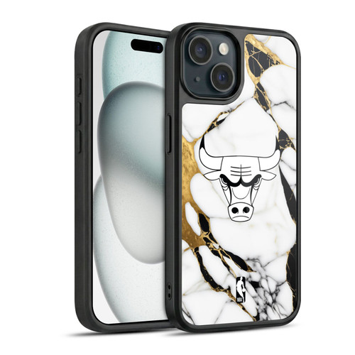 NBA Chicago Bulls White Marble Gel Armour Case For Apple iPhone 15