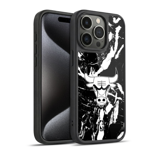 NBA Chicago Bulls Black Marble Gel Armour Case For Apple iPhone 15 Pro