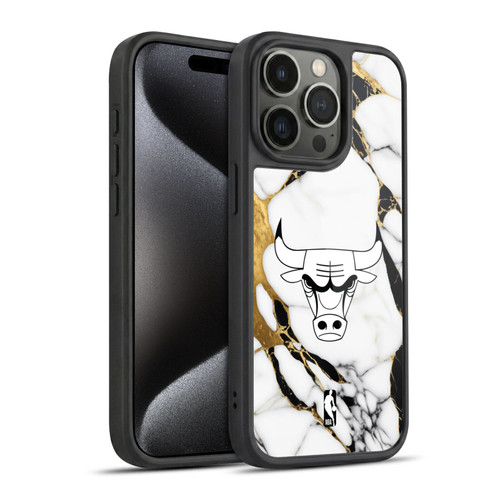 NBA Chicago Bulls White Marble Gel Armour Case For Apple iPhone 15 Pro
