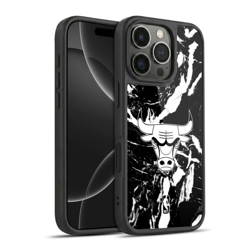NBA Chicago Bulls Black Marble Gel Armour Case For Apple iPhone 16 Pro