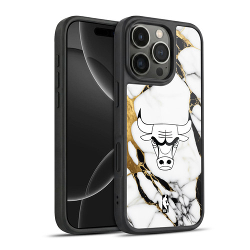 NBA Chicago Bulls White Marble Gel Armour Case For Apple iPhone 16 Pro