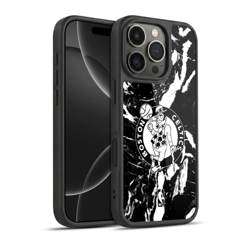 NBA Boston Celtics Black Marble Gel Armour Case For Apple iPhone 16 Pro