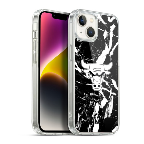 NBA Chicago Bulls Black Marble Soft Gel Case for Apple iPhone 14 Plus & MagSafe