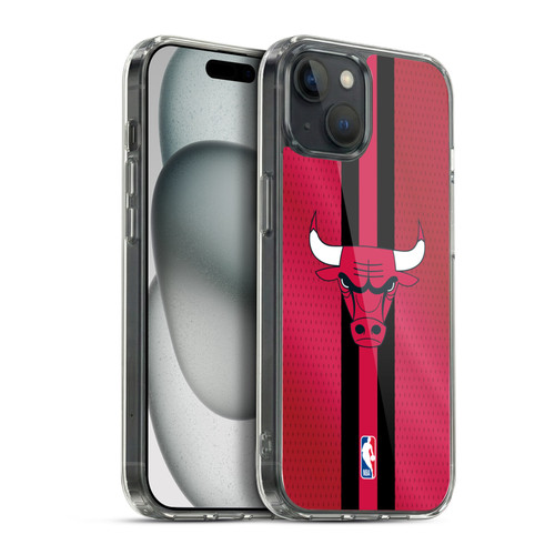 NBA Chicago Bulls Stripes Soft Gel Case for Apple iPhone 15 Plus & MagSafe