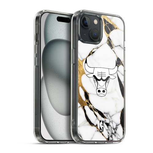 NBA Chicago Bulls White Marble Soft Gel Case for Apple iPhone 15 Plus & MagSafe