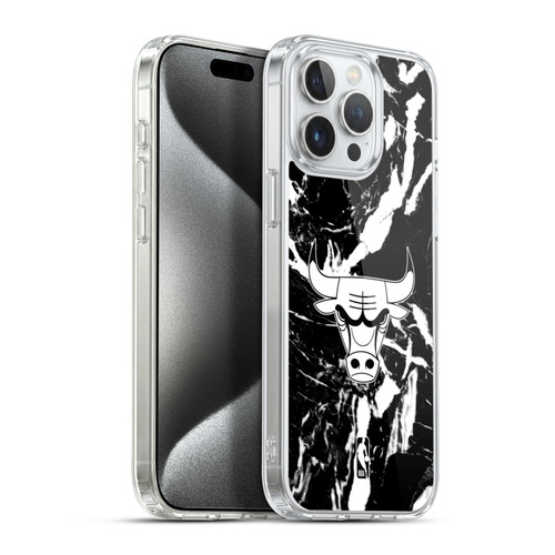 NBA Chicago Bulls Black Marble Soft Gel Case for Apple iPhone 15 Pro Max & MagSafe