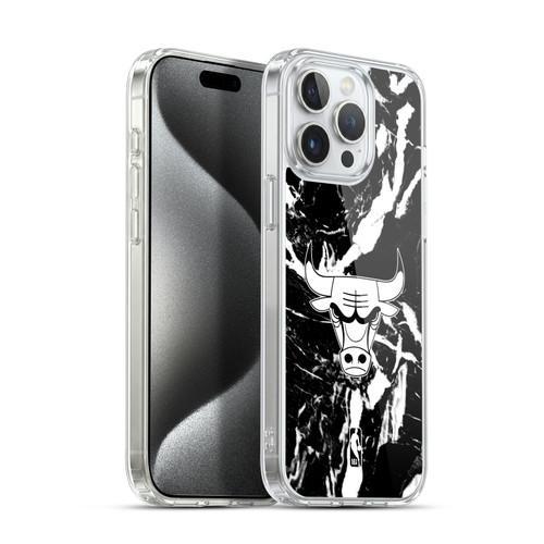 NBA Chicago Bulls Black Marble Soft Gel Case for Apple iPhone 15 Pro Max & MagSafe