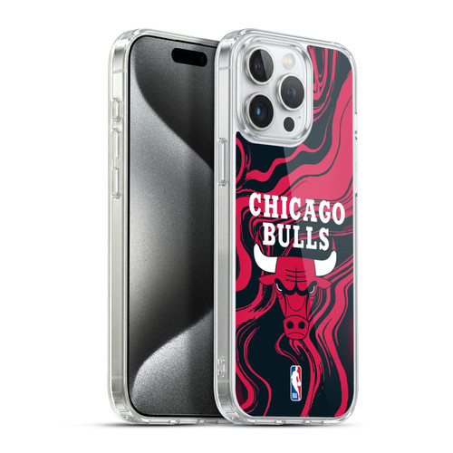 NBA Chicago Bulls Marble Agates Soft Gel Case for Apple iPhone 15 Pro Max & MagSafe