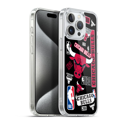 NBA Chicago Bulls Sticker Collage Soft Gel Case for Apple iPhone 15 Pro Max & MagSafe