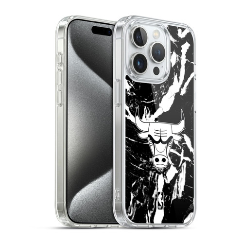 NBA Chicago Bulls Black Marble Soft Gel Case for Apple iPhone 15 Pro & MagSafe