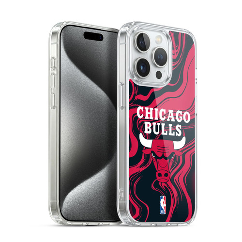 NBA Chicago Bulls Marble Agates Soft Gel Case for Apple iPhone 15 Pro & MagSafe