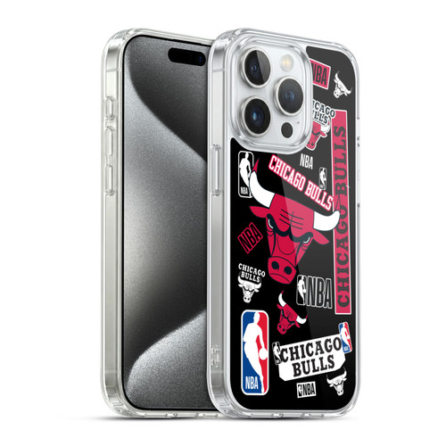 NBA Chicago Bulls Sticker Collage Soft Gel Case for Apple iPhone 15 Pro & MagSafe