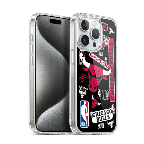 NBA Chicago Bulls Sticker Collage Soft Gel Case for Apple iPhone 15 Pro & MagSafe