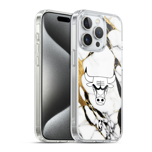 NBA Chicago Bulls White Marble Soft Gel Case for Apple iPhone 15 Pro & MagSafe