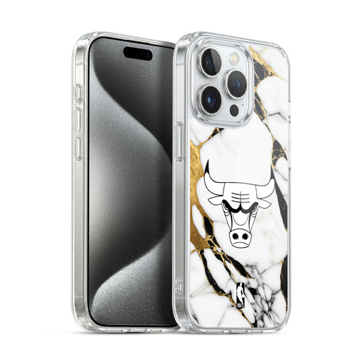 NBA Chicago Bulls White Marble Soft Gel Case for Apple iPhone 15 Pro & MagSafe
