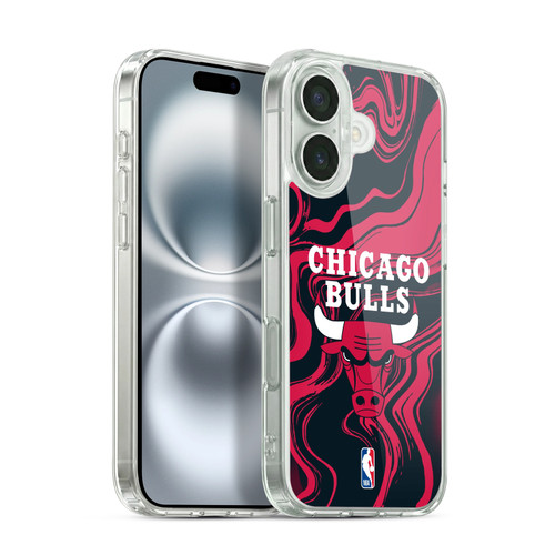 NBA Chicago Bulls Marble Agates Soft Gel Case for Apple iPhone 16 & MagSafe