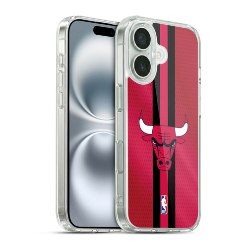 NBA Chicago Bulls Stripes Soft Gel Case for Apple iPhone 16 & MagSafe
