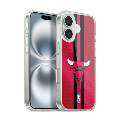 NBA Chicago Bulls Stripes Soft Gel Case for Apple iPhone 16 & MagSafe