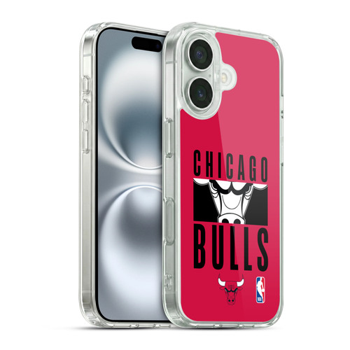 NBA Chicago Bulls Typography Soft Gel Case for Apple iPhone 16 & MagSafe