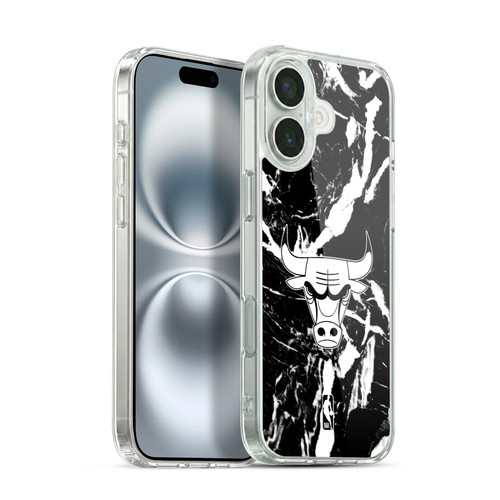 NBA Chicago Bulls Black Marble Soft Gel Case for Apple iPhone 16 Plus & MagSafe