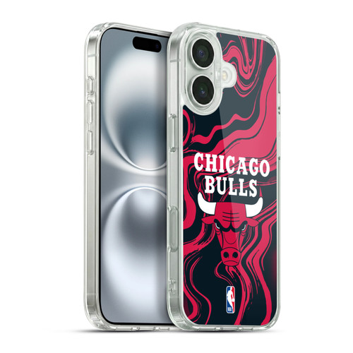 NBA Chicago Bulls Marble Agates Soft Gel Case for Apple iPhone 16 Plus & MagSafe