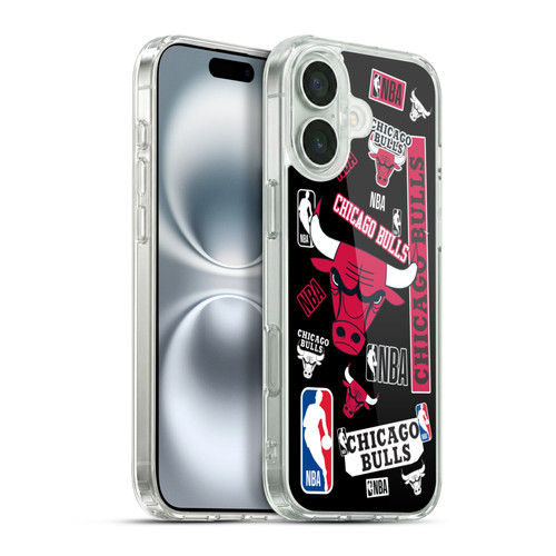 NBA Chicago Bulls Sticker Collage Soft Gel Case for Apple iPhone 16 Plus & MagSafe