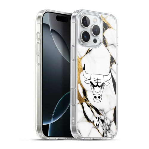 NBA Chicago Bulls White Marble Soft Gel Case for Apple iPhone 16 Pro Max & MagSafe