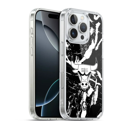 NBA Chicago Bulls Black Marble Soft Gel Case for Apple iPhone 16 Pro & MagSafe