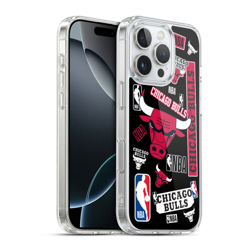 NBA Chicago Bulls Sticker Collage Soft Gel Case for Apple iPhone 16 Pro & MagSafe