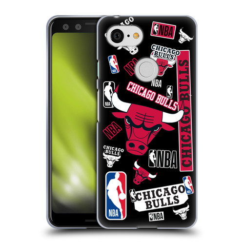 NBA Chicago Bulls Sticker Collage Soft Gel Case for Google Pixel 3