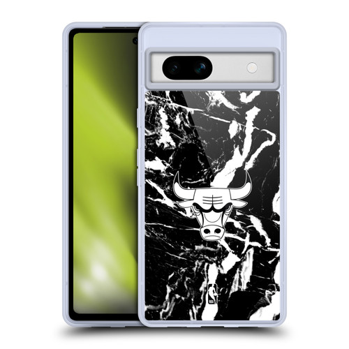 NBA Chicago Bulls Black Marble Soft Gel Case for Google Pixel 7a
