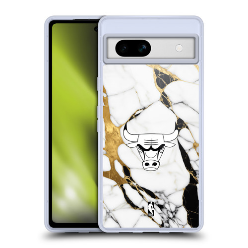NBA Chicago Bulls White Marble Soft Gel Case for Google Pixel 7a