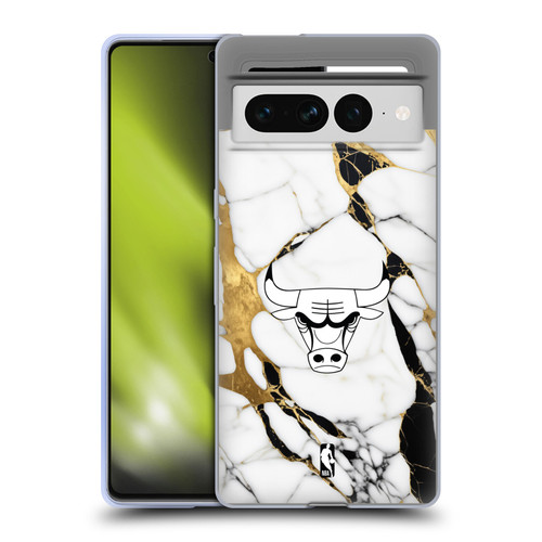 NBA Chicago Bulls White Marble Soft Gel Case for Google Pixel 7 Pro
