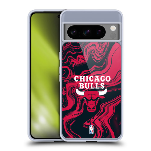 NBA Chicago Bulls Marble Agates Soft Gel Case for Google Pixel 8 Pro