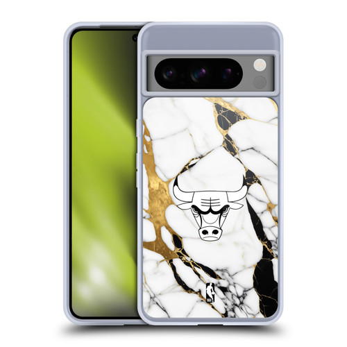 NBA Chicago Bulls White Marble Soft Gel Case for Google Pixel 8 Pro