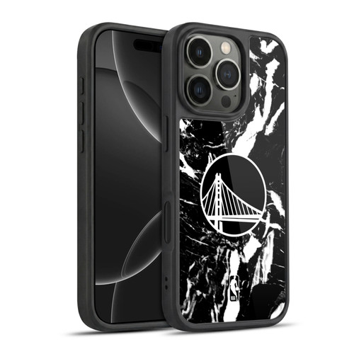 NBA Golden State Warriors Black Marble Gel Armour Case For Apple iPhone 16 Pro