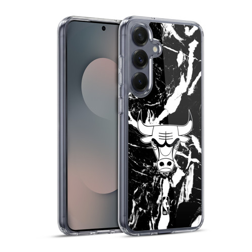 NBA Chicago Bulls Black Marble Soft Gel Case for Samsung Galaxy S25+ & MagSafe