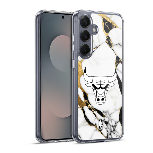 NBA Chicago Bulls White Marble Soft Gel Case for Samsung Galaxy S25+ & MagSafe