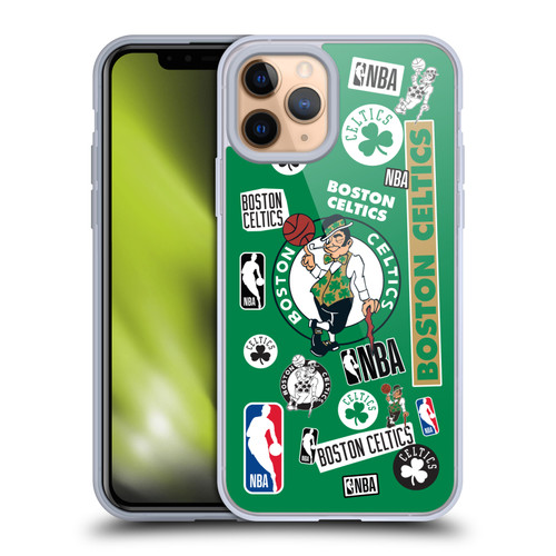 NBA Boston Celtics Sticker Collage Soft Gel Case for Apple iPhone 11 Pro & MagSafe