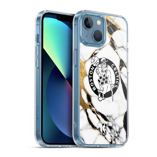 NBA Boston Celtics White Marble Soft Gel Case for Apple iPhone 13 Mini & MagSafe