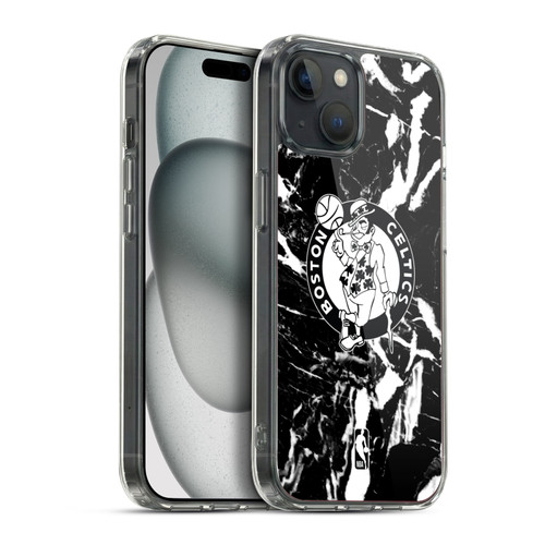 NBA Boston Celtics Black Marble Soft Gel Case for Apple iPhone 15 Plus & MagSafe