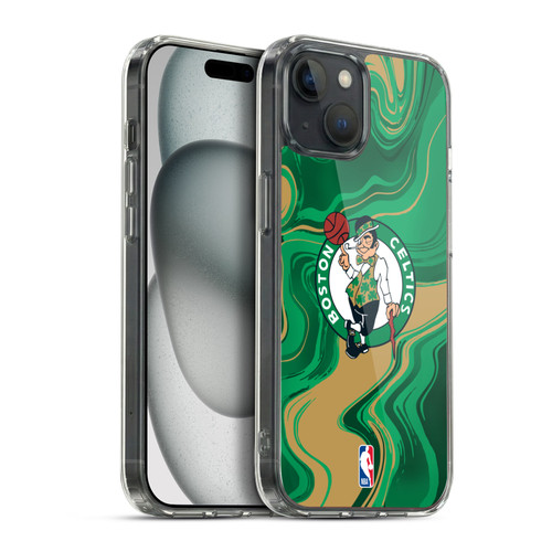NBA Boston Celtics Marble Agates Soft Gel Case for Apple iPhone 15 Plus & MagSafe