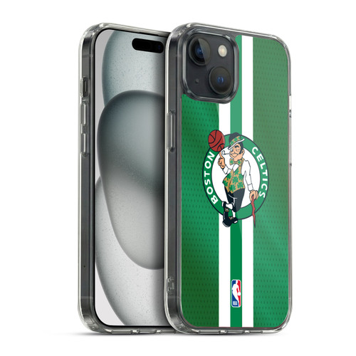 NBA Boston Celtics Stripes Soft Gel Case for Apple iPhone 15 Plus & MagSafe