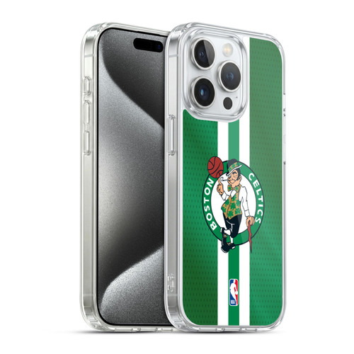 NBA Boston Celtics Stripes Soft Gel Case for Apple iPhone 15 Pro & MagSafe