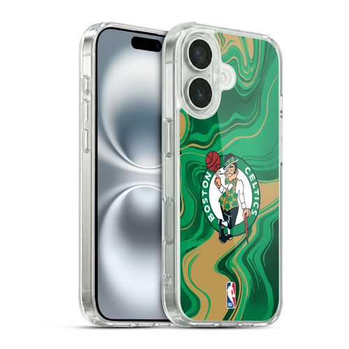 NBA Boston Celtics Marble Agates Soft Gel Case for Apple iPhone 16 & MagSafe