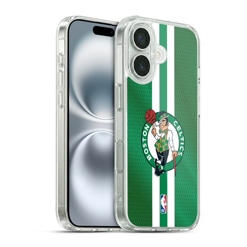 NBA Boston Celtics Stripes Soft Gel Case for Apple iPhone 16 & MagSafe