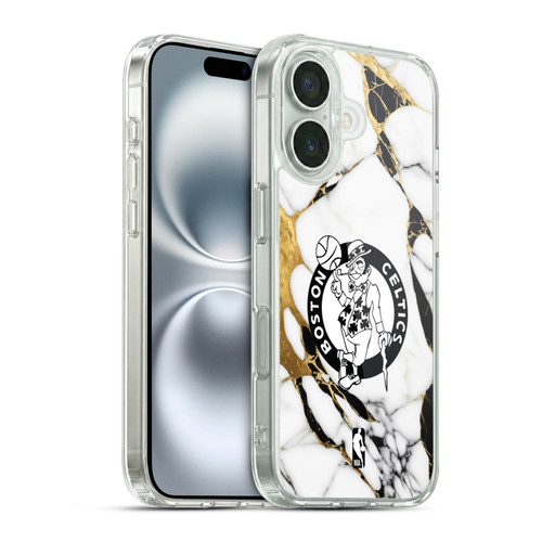 NBA Boston Celtics White Marble Soft Gel Case for Apple iPhone 16 & MagSafe