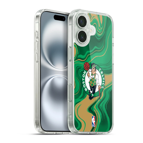 NBA Boston Celtics Marble Agates Soft Gel Case for Apple iPhone 16 Plus & MagSafe